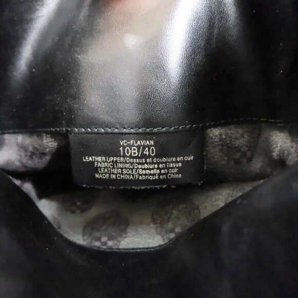 Vince Camuto Black Leather Embossed Knee High Riding Boots Gold Zip Buckle - 10 - Picture 3 of 14